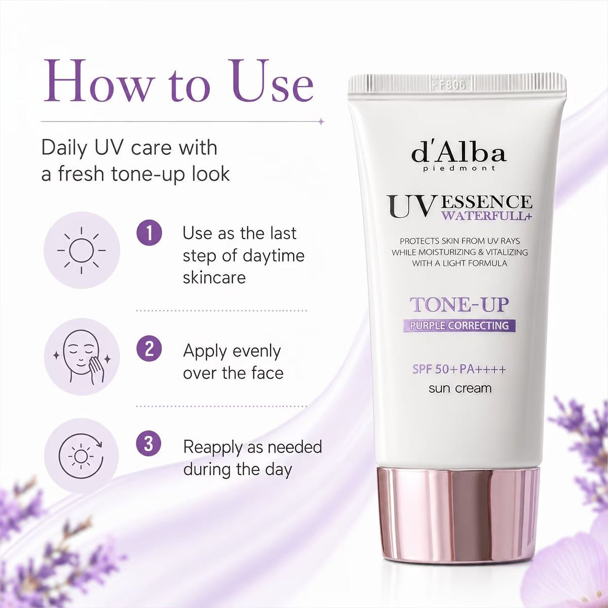D’Alba Purple Tone-Up Sun Cream SPF50+ PA++++
