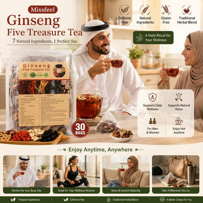 Ginseng Five Treasure Herbal Tea | Energy & Stamina Support