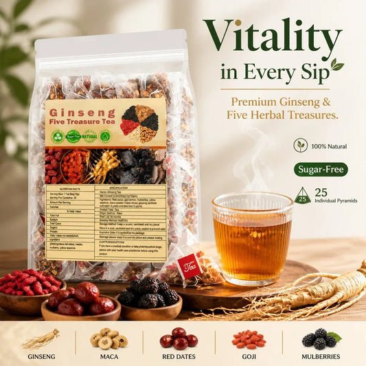 Ginseng Five Treasure Herbal Tea | Energy & Stamina Support