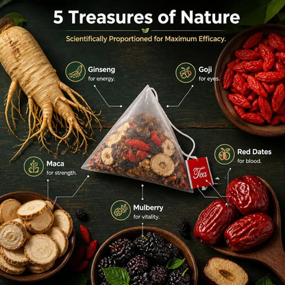Ginseng Five Treasure Herbal Tea | Energy & Stamina Support