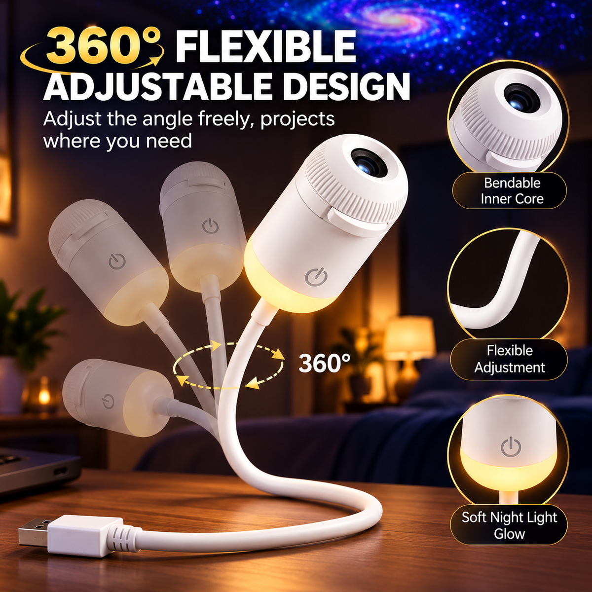 Galaxy Star Projector | USB Night Light
