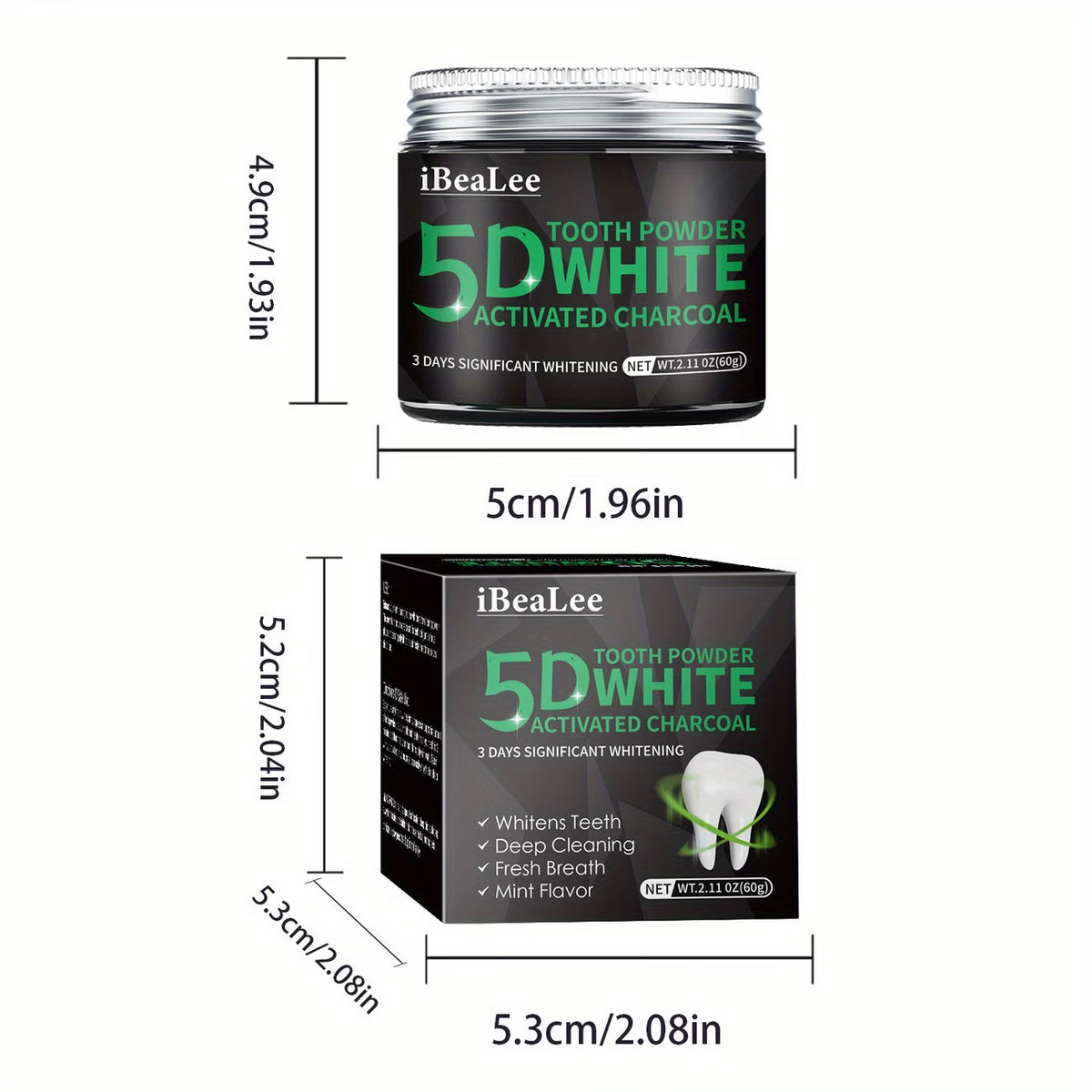 Black Charcoal Teeth Whitening Powder (2.11 oz)